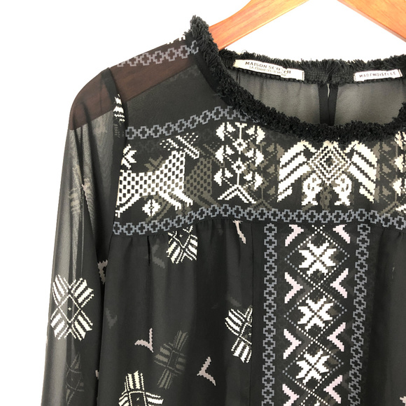 Maison Scotch Mademoiselle Sheer Print Top - Picture 2 of 8